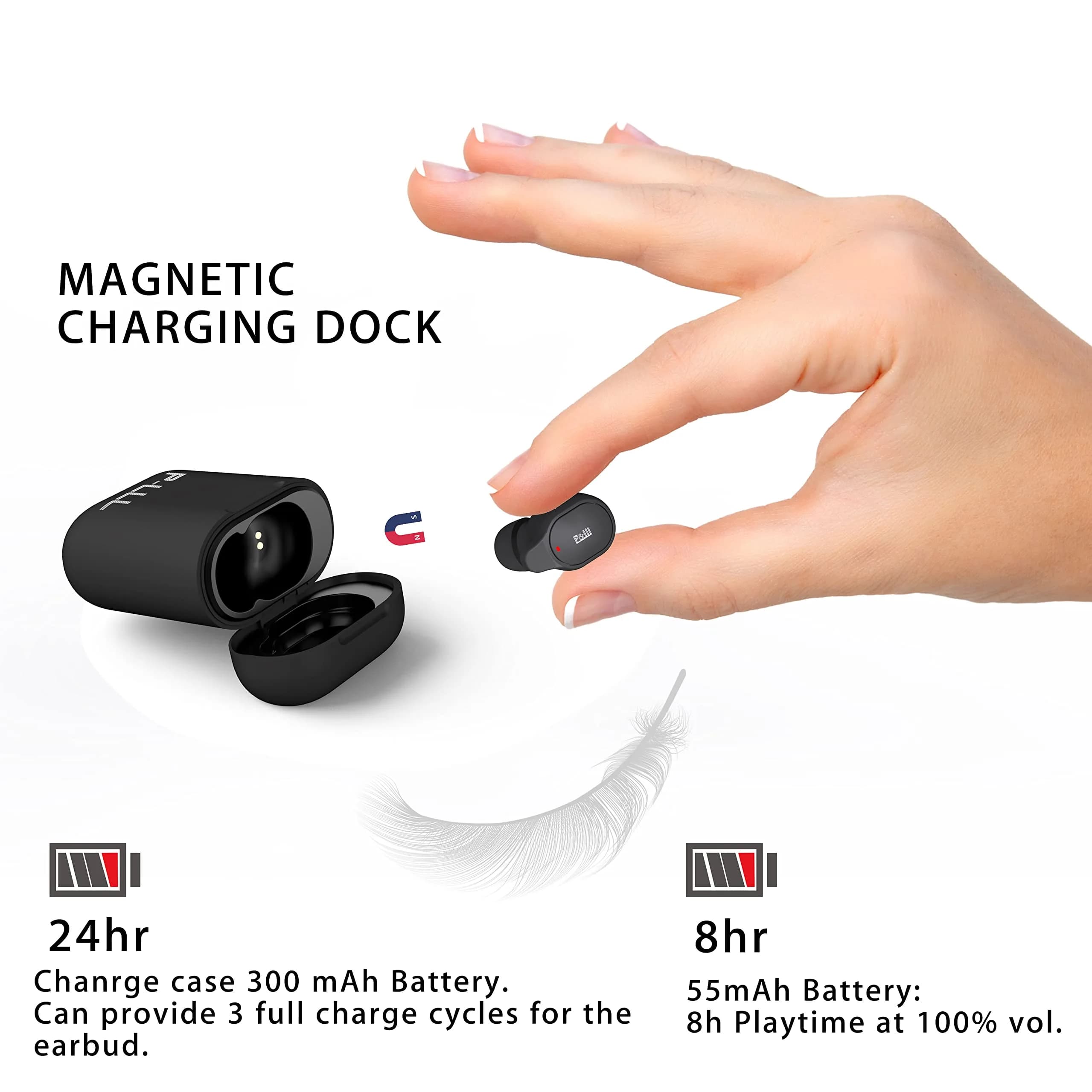 P&LLL Bluetooth Mini Earbud Wireless Invisible Pro Headset with Charging Case | 8 Hrs Playtime, Noise Cancelling - view 2