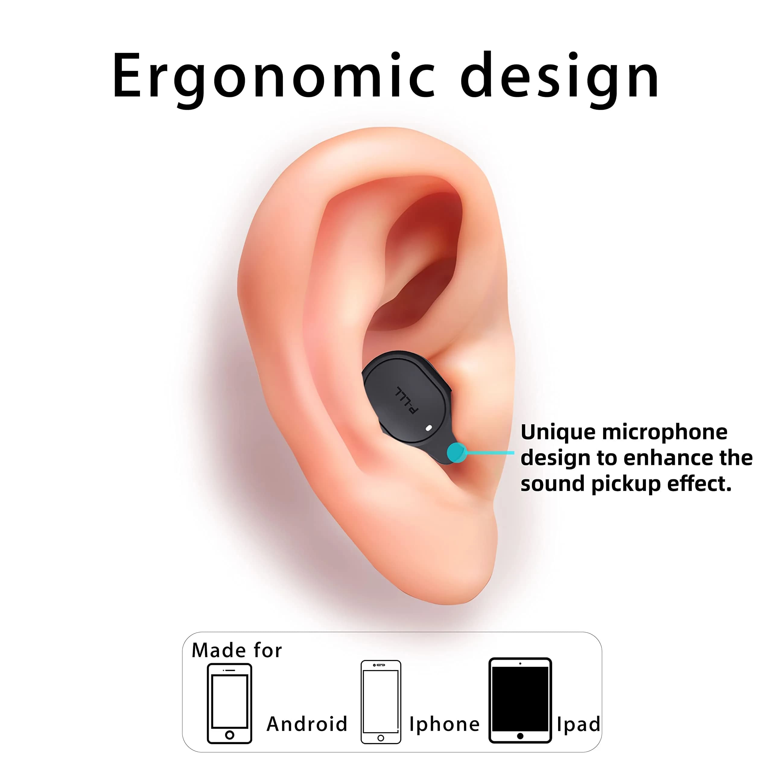 P&LLL Bluetooth Mini Earbud Wireless Invisible Pro Headset with Charging Case | 8 Hrs Playtime, Noise Cancelling - view 3