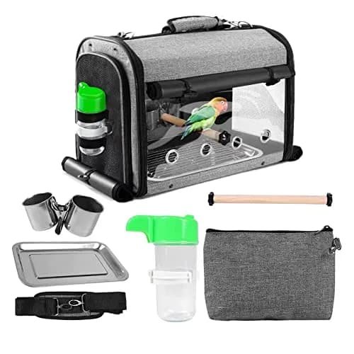 Suertree Bird Carrier Backpack with Stand 44.7cm (17.6") | Lightweight Portable Cockatiel Travel Cage with Accessories thumbnail 4