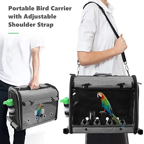 Suertree Bird Carrier Backpack with Stand 44.7cm (17.6") | Lightweight Portable Cockatiel Travel Cage with Accessories thumbnail 5