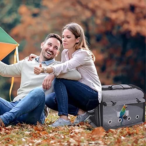 Suertree Bird Carrier Backpack with Stand 44.7cm (17.6") | Lightweight Portable Cockatiel Travel Cage with Accessories thumbnail 6