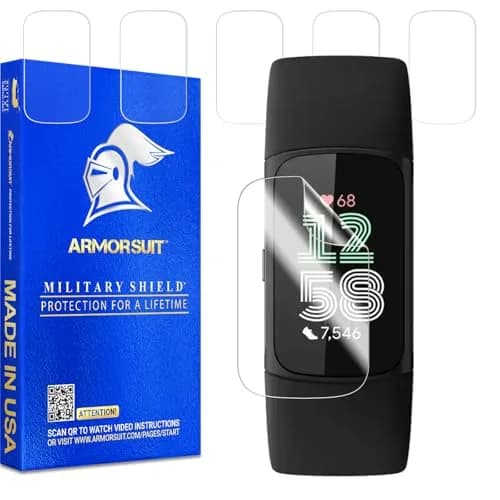 ArmorSuit 6 Pack for Fitbit Charge 6 / Charge 5 Screen Protector MilitaryShield HD Clear TPU Film - Made in USA | Military-Grade Defense & Self-Healing thumbnail 1