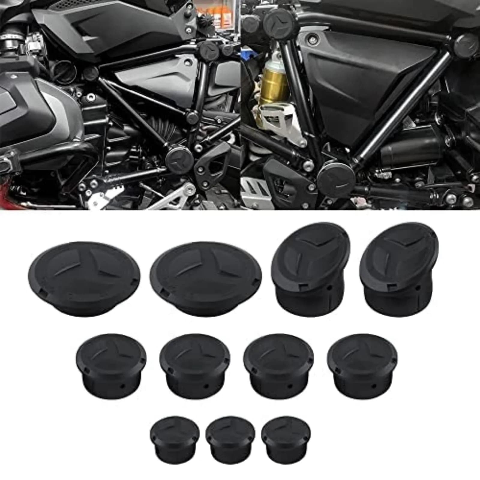 NICECNC Motorcycle Frame Hole Caps Cover Plug Set for BMW R1250/R1200 GS LC/Adv (11-Piece Set)