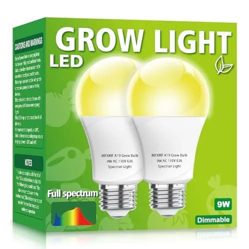 mfxmf 2 Pack Full Spectrum LED Grow Light Bulbs, 9W Replace 100W Equivalent, E26 Base thumbnail 1