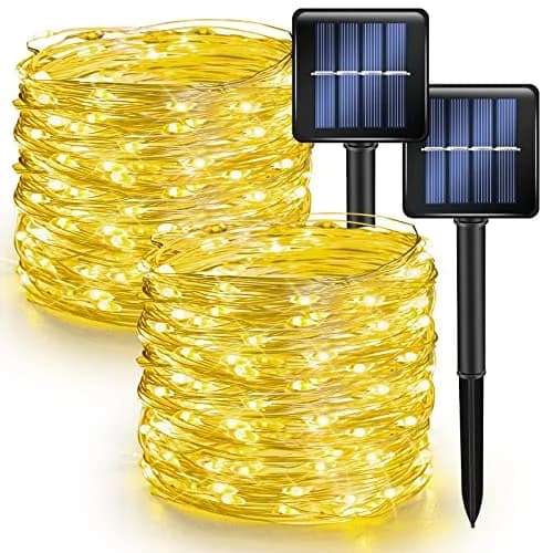 Dazzle Bright Solar String Lights Outdoor 2 Pack 45.9ft (14m) | 240 LEDs Warm White thumbnail 1