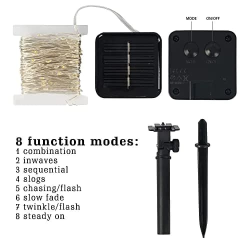 Dazzle Bright 2 Pack Solar String Lights Outdoor 240 LEDs 24.2 m (78.7 ft) | Waterproof Copper Wire Fairy Lights with 8 Modes thumbnail 3