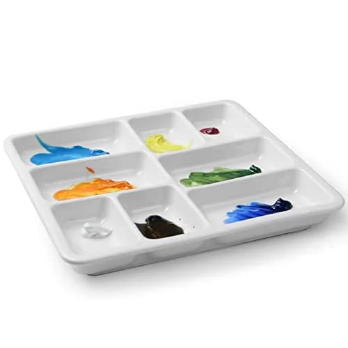 MEEDEN Ceramic Watercolor Paint Palette: 8-Well Artist Mixing Tray 7x7 | Durable, Lightweight & Easy to Clean thumbnail 3