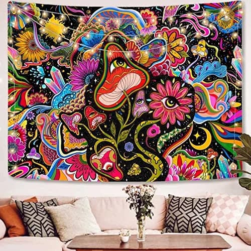 Lunerfex Mushroom Tapestry Pink Flowers 60×80 Inches | Vibrant Floral Wall Hanging for Bedroom & Living Room thumbnail 1
