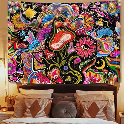 Lunerfex Mushroom Tapestry Pink Flowers 60×80 Inches | Vibrant Floral Wall Hanging for Bedroom & Living Room thumbnail 2