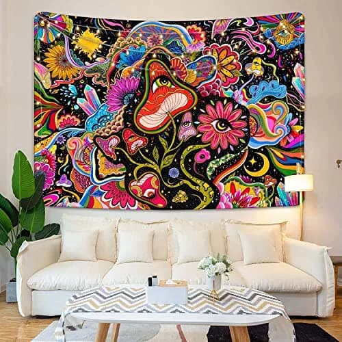 Lunerfex Mushroom Tapestry Pink Flowers 60×80 Inches | Vibrant Floral Wall Hanging for Bedroom & Living Room thumbnail 3