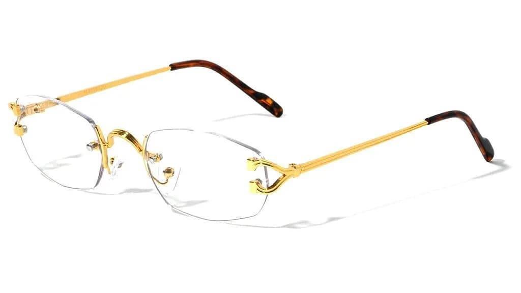 FLAWLESS EYEWEAR Classy Elegant Clear Lens Eyeglasses Gold Rimless Frame 55mm (Pink) — Gold/Clear Lens