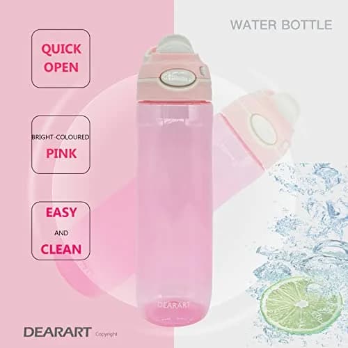 DEARART Clear 750ml (26oz) Water Bottle with Flip Top Lid | Leakproof & BPA-Free for Gym, Travel, Office thumbnail 2