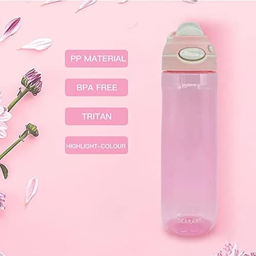 DEARART Clear 750ml (26oz) Water Bottle with Flip Top Lid | Leakproof & BPA-Free for Gym, Travel, Office thumbnail 3