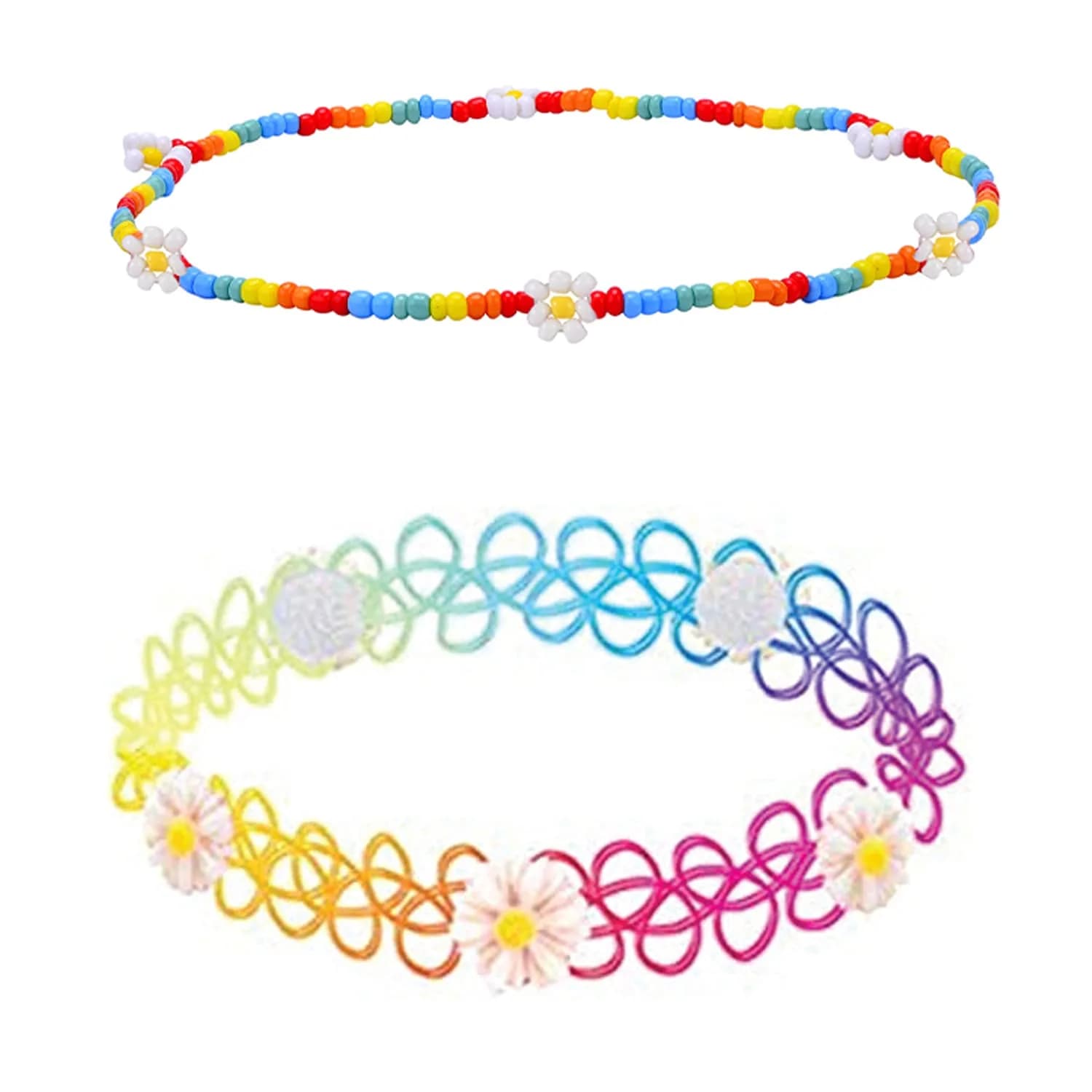BodyJ4You 2PC 90s Choker Necklace for Women - Red Cherry Y2K Charm Pendant | Retro 90s Y2K Fashion Accessory — Rainbow Boho