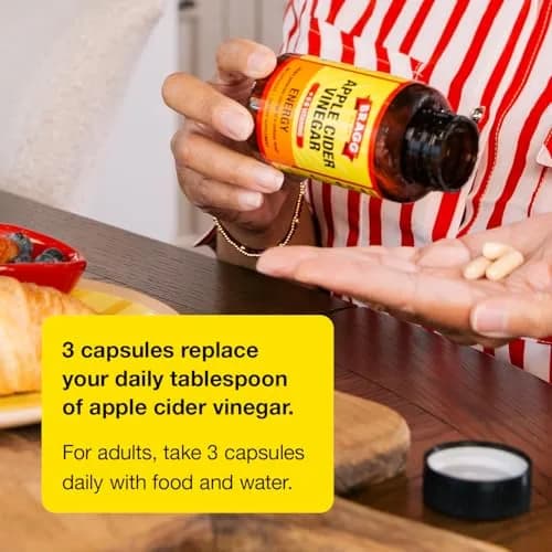 Bragg Energy Apple Cider Vinegar Capsules with B Vitamins - 90 Count (Pack of 1) | Cellular Energy Production thumbnail 5