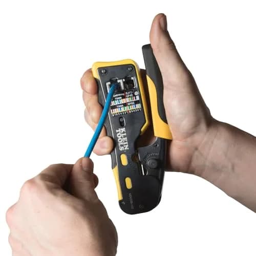 Klein Tools Ratcheting Data Cable and RJ45 Crimp Tool with CAT6 Plug 50-Pack | Pass Thru Installation Tool Kit thumbnail 3