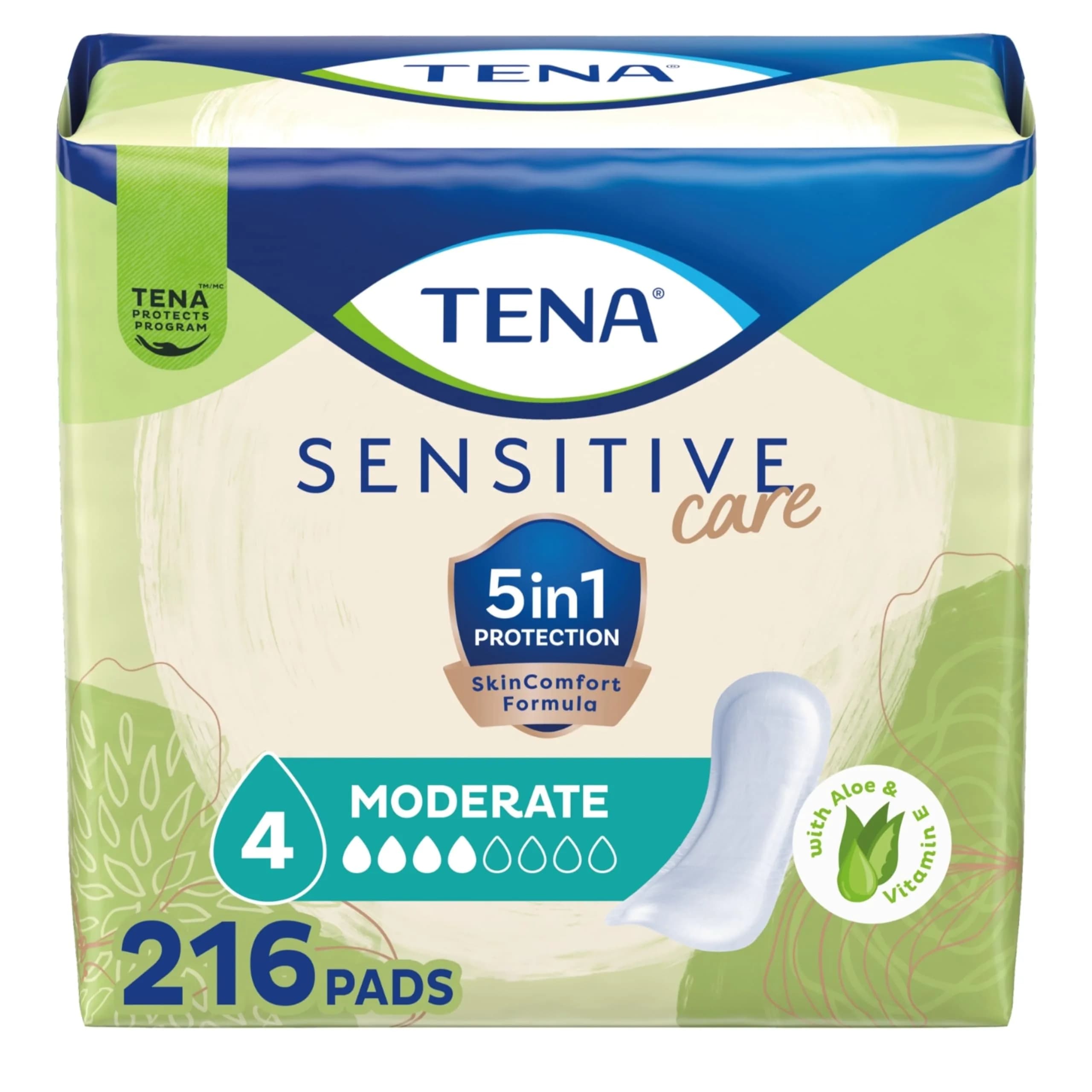 TENA Sensitive Care Moderate Incontinence Pads for Women, Regular, 216 Count | Dermatologist Tested & Hypoallergenic - main product image
