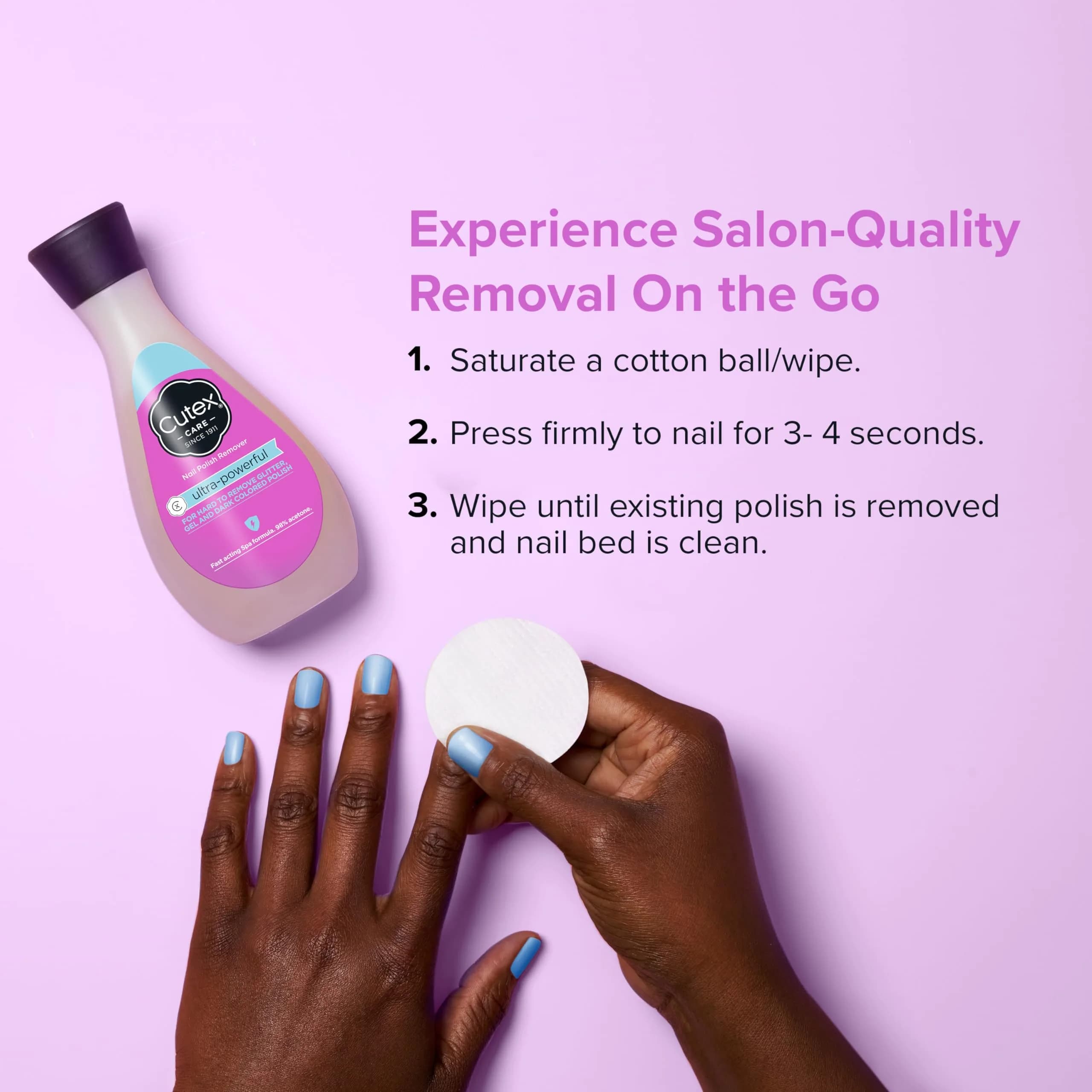 Cutex Gel Nail Polish Remover Ultra-Powerful Glitter & Dark Color Remover, 300ml (10.1 Fl Oz) | Salon Quality Formula for Tough Polishes - view 4