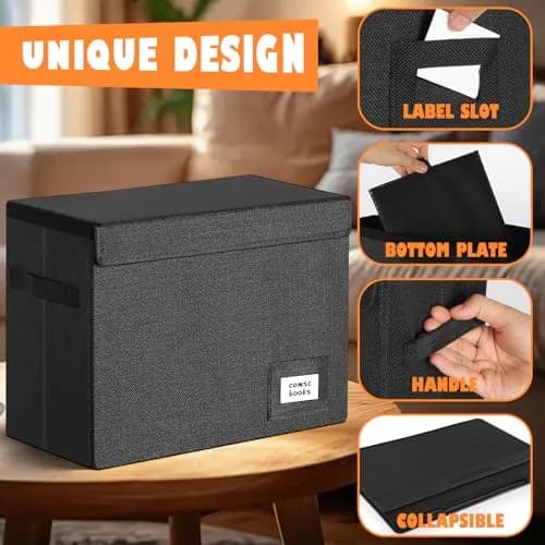 Leffis 2 Pack Collapsible Comic Book Storage Box Black 15.5" x 7.5" x 11.3" | Holds 150 Comics, Space-Saving Design thumbnail 6