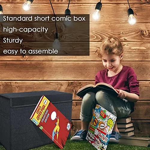 Leffis 2 Pack Collapsible Comic Book Storage Box Black 15.5" x 7.5" x 11.3" | Holds 150 Comics, Space-Saving Design thumbnail 8