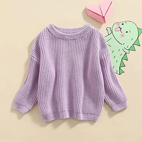 YOKJZJD Purple Sweater | Classic Knit Pullover for Infant & Toddler (6-9 Months) thumbnail 2
