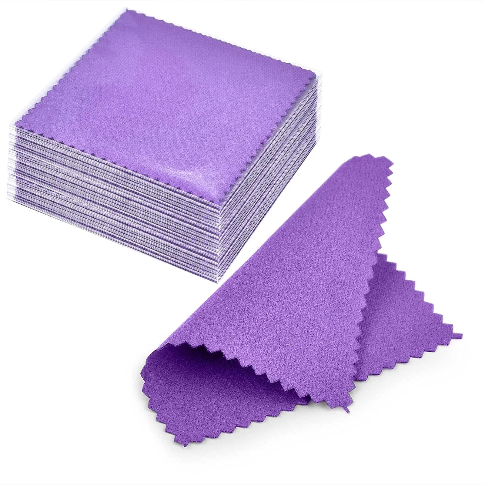 SEVENWELL Dark Purple Jewelry Cleaning Cloths (50pcs) - Polishes Silver, Gold, Platinum - main product image