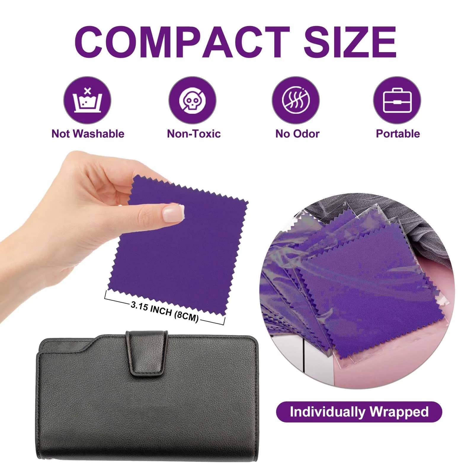 SEVENWELL Dark Purple Jewelry Cleaning Cloths (50pcs) - Polishes Silver, Gold, Platinum - view 2