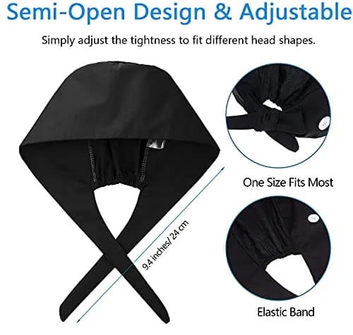 Fesciory Scrub Cap for Women Adjustable Tie Back Hat with Buttons thumbnail 5