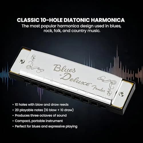 Fender Blues Deluxe Harmonica Key of C | Diatonic 10-Hole Classic Sound thumbnail 3