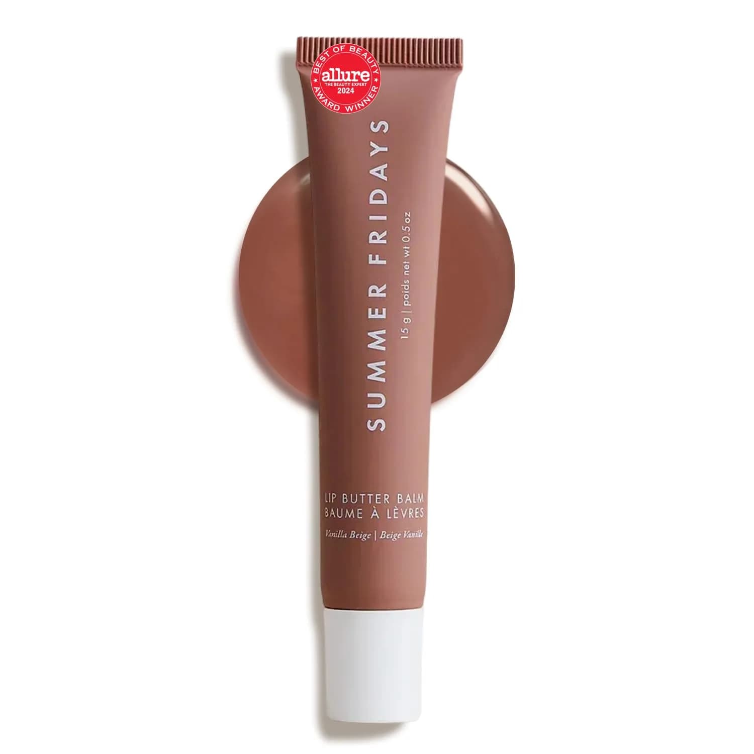 Summer Fridays Lip Butter Balm Vanilla 0.5 Oz (14.2g) | Vegan Lip Mask for Instant Moisture & Shine — Vanilla Beige