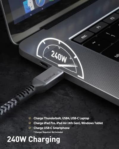 Maxonar Thunderbolt 4 Cable 1Ft (0.3m) | 40Gbps, 240W Charging, 8K/5K@60Hz thumbnail 4