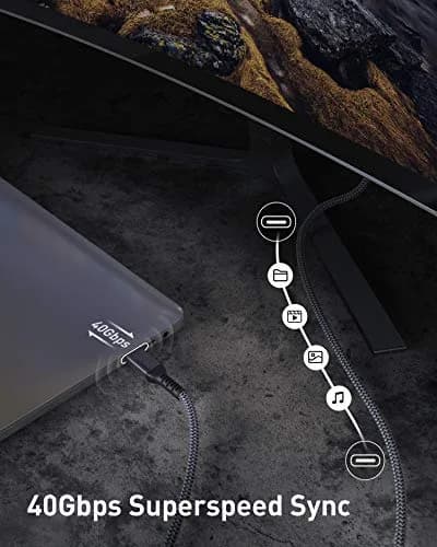 Maxonar Thunderbolt 4 Cable 1Ft (0.3m) | 40Gbps, 240W Charging, 8K/5K@60Hz thumbnail 3