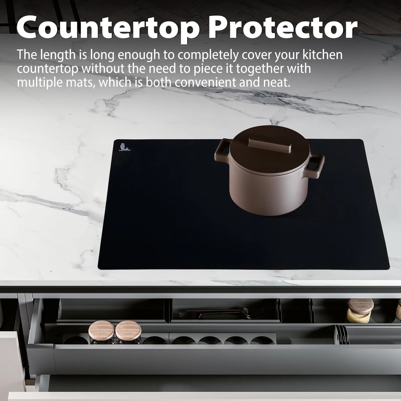 Folksy Super Kitchen Thick Silicone Counter Mat 60cm x 40cm | Food-Grade BPA-Free & Heat Resistant - view 6