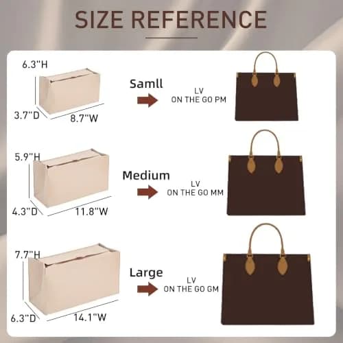 Doxo Felt Purse Organizer Insert for LV On The Go GM, With Cover, Beige | Keeps Bag Shape & Organizes Contents thumbnail 2
