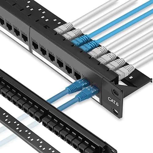 Rapink 24-Port Cat6 Patch Panel with Inline Keystone Couplers 19-Inch | 10Gbps Speed Support thumbnail 1