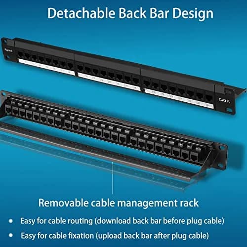 Rapink 24-Port Cat6 Patch Panel with Inline Keystone Couplers 19-Inch | 10Gbps Speed Support thumbnail 5