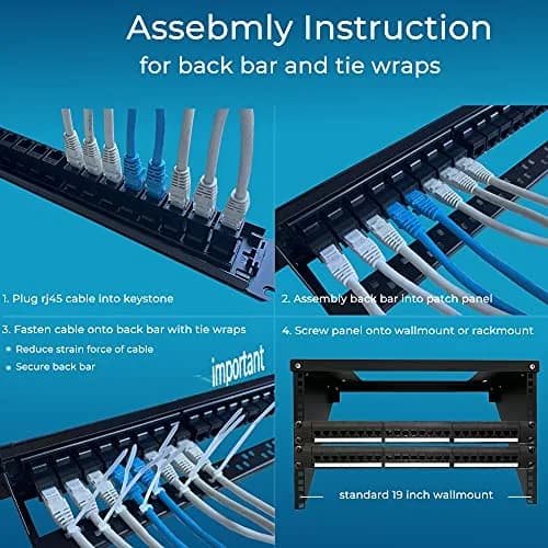 Rapink 24-Port Cat6 Patch Panel with Inline Keystone Couplers 19-Inch | 10Gbps Speed Support thumbnail 7