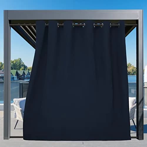 Easy-Going Outdoor Curtains for Patio 1 Panel, 110x108 inch, Navy | Waterproof, Windproof Privacy Drapes thumbnail 3
