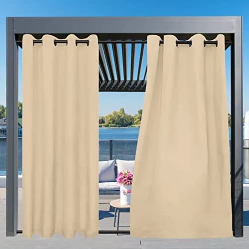 Easy-Going Outdoor Curtains for Patio 54x108 inch Beige | Waterproof & Windproof thumbnail 3