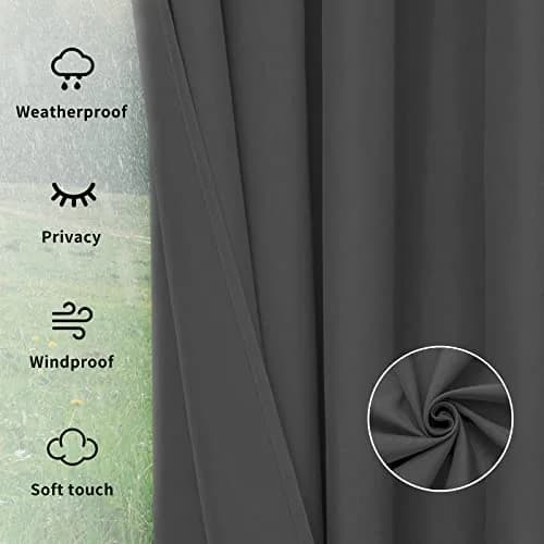 Easy-Going Outdoor Curtains for Patio 54x108 inch Grey Waterproof Windproof Wind Resistant thumbnail 6