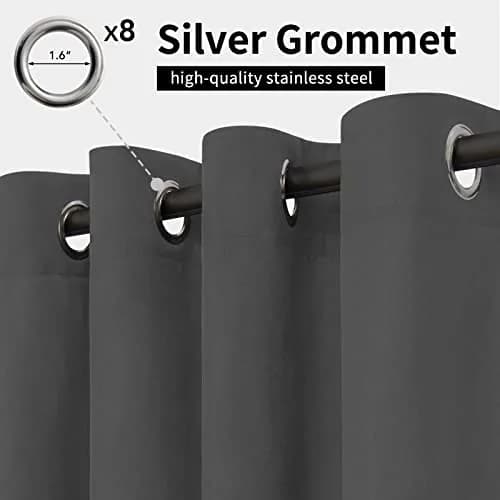 Easy-Going Outdoor Curtains for Patio 54x108 inch Grey Waterproof Windproof Wind Resistant thumbnail 2