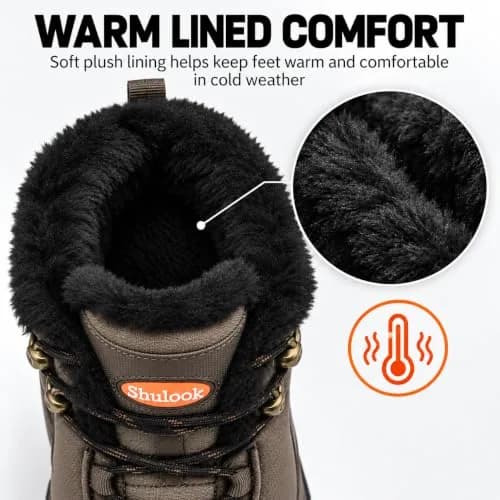 SHULOOK Men's Waterproof Snow Boots Ankle-High Insulated Warm Lined | Dependable Winter Footwear thumbnail 4