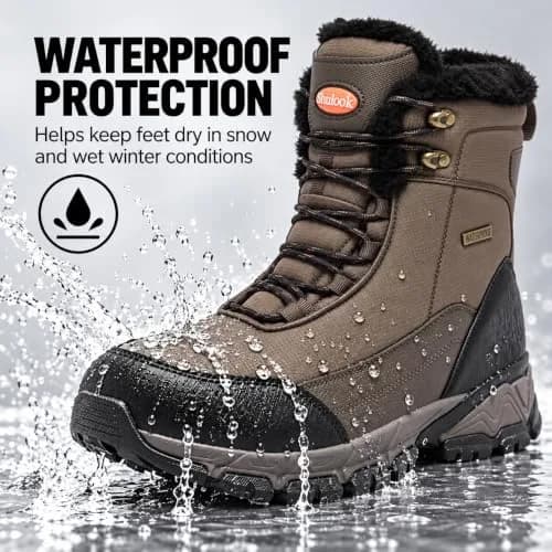 SHULOOK Men's Waterproof Snow Boots Ankle-High Insulated Warm Lined | Dependable Winter Footwear thumbnail 5