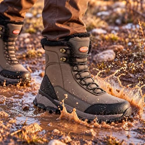 SHULOOK Men's Waterproof Snow Boots Ankle-High Insulated Warm Lined | Dependable Winter Footwear thumbnail 3