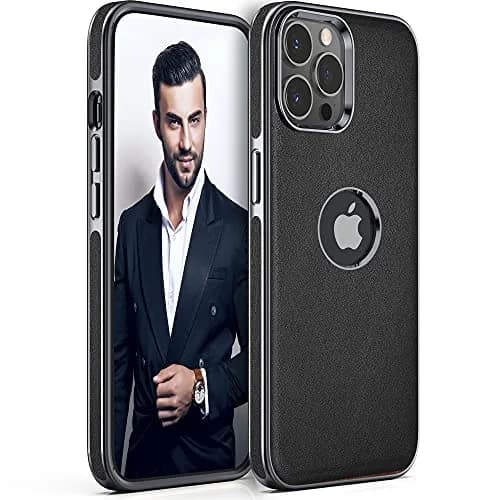 LOHASIC Leather Case for iPhone 13 Pro Max 6.7" | Elegant Vintage Business Cover in Black thumbnail 1