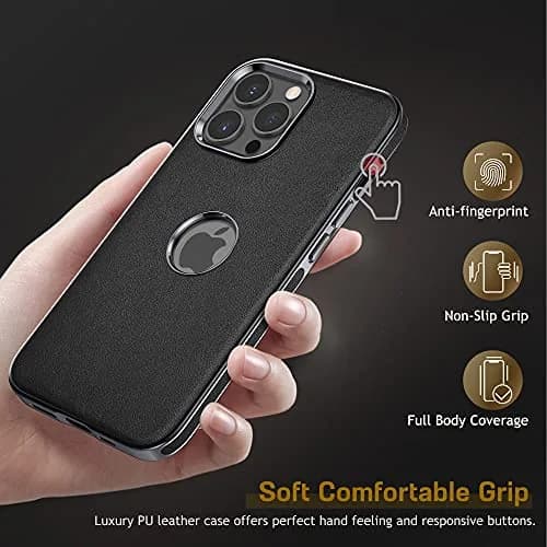 LOHASIC Leather Case for iPhone 13 Pro Max 6.7" | Elegant Vintage Business Cover in Black thumbnail 5