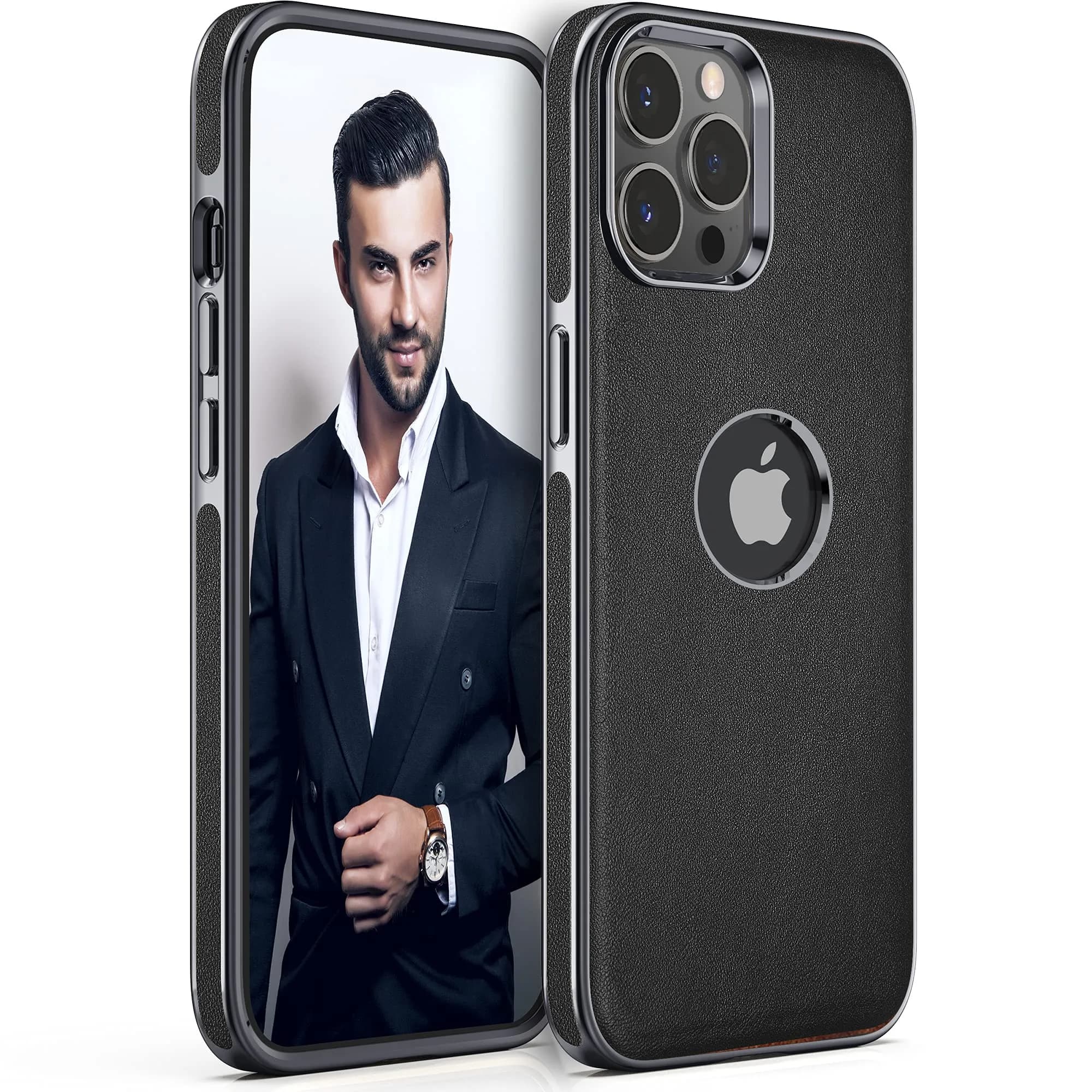 LOHASIC Leather Case for iPhone 13 Pro Max 6.7" | Elegant Vintage Business Cover in Black - main product image