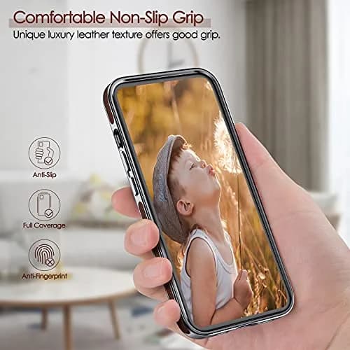 LOHASIC Leather Case for iPhone 13 Pro Max 6.7" | Slim Vintage Leather Cover for Men & Women thumbnail 5