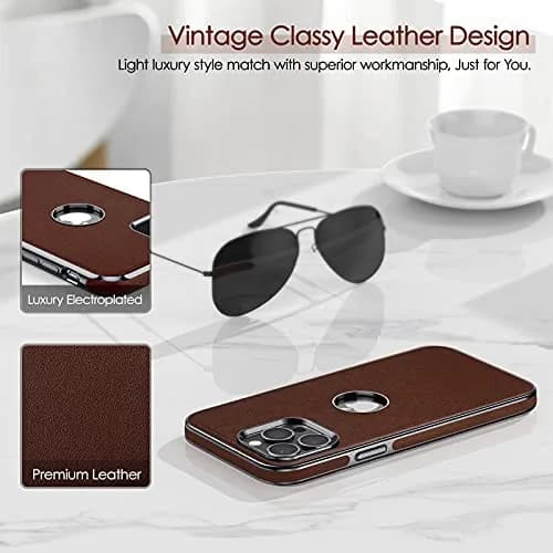 LOHASIC Leather Case for iPhone 13 Pro Max 6.7" | Slim Vintage Leather Cover for Men & Women thumbnail 3
