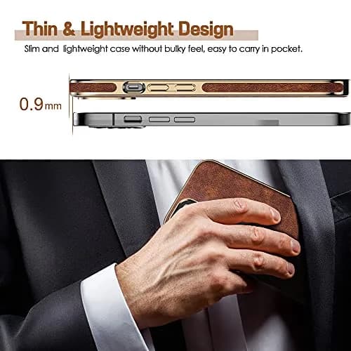 LOHASIC for iPhone 13 Pro Max Leather Case, Slim Phone Case, Vintage Brown | Elegant & Protective thumbnail 4